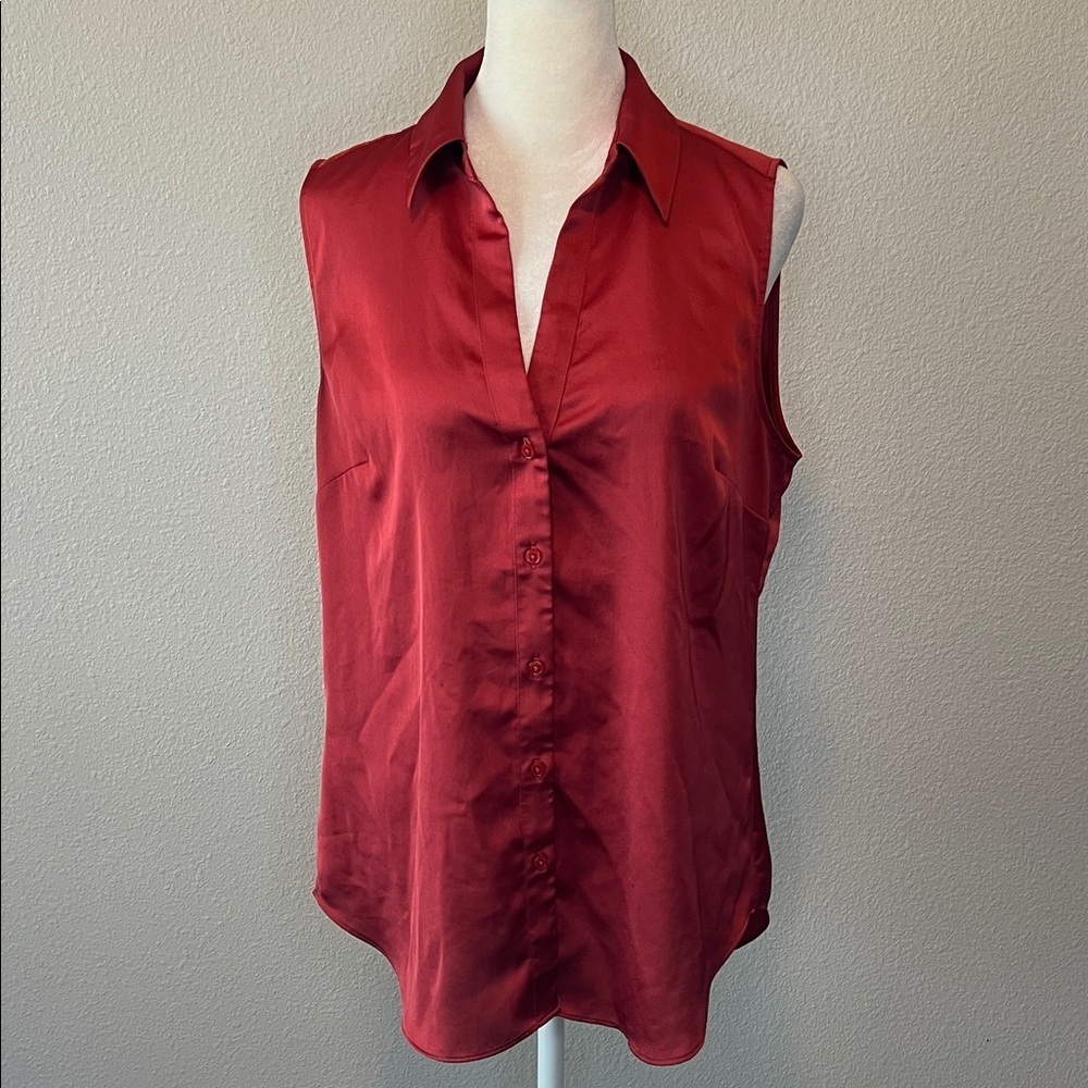Ann Taylor Sleeveless Satin Blouse Red Size Medium